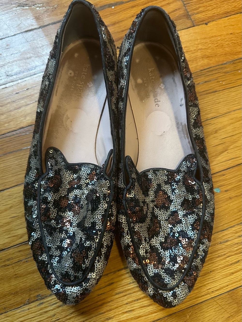 Kate Spade New York "Caty" Animal Leopard Print Sequin Flats Loafers Mobwife - Picture 4 of 10